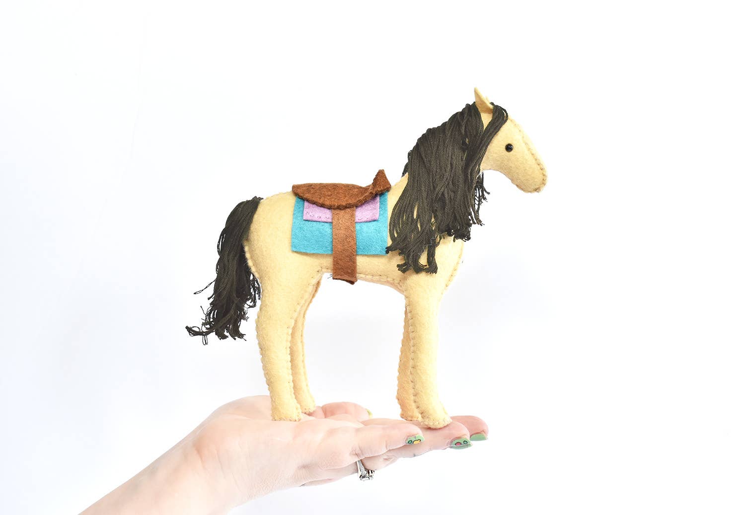 DIY Craft Kit - Felt Horse Stuffed Animal Sewing Craft Kit - Boho Fabrics -