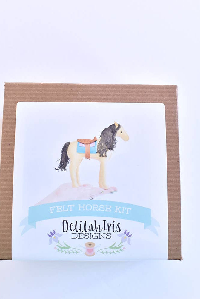 DIY Craft Kit - Felt Horse Stuffed Animal Sewing Craft Kit - Boho Fabrics -