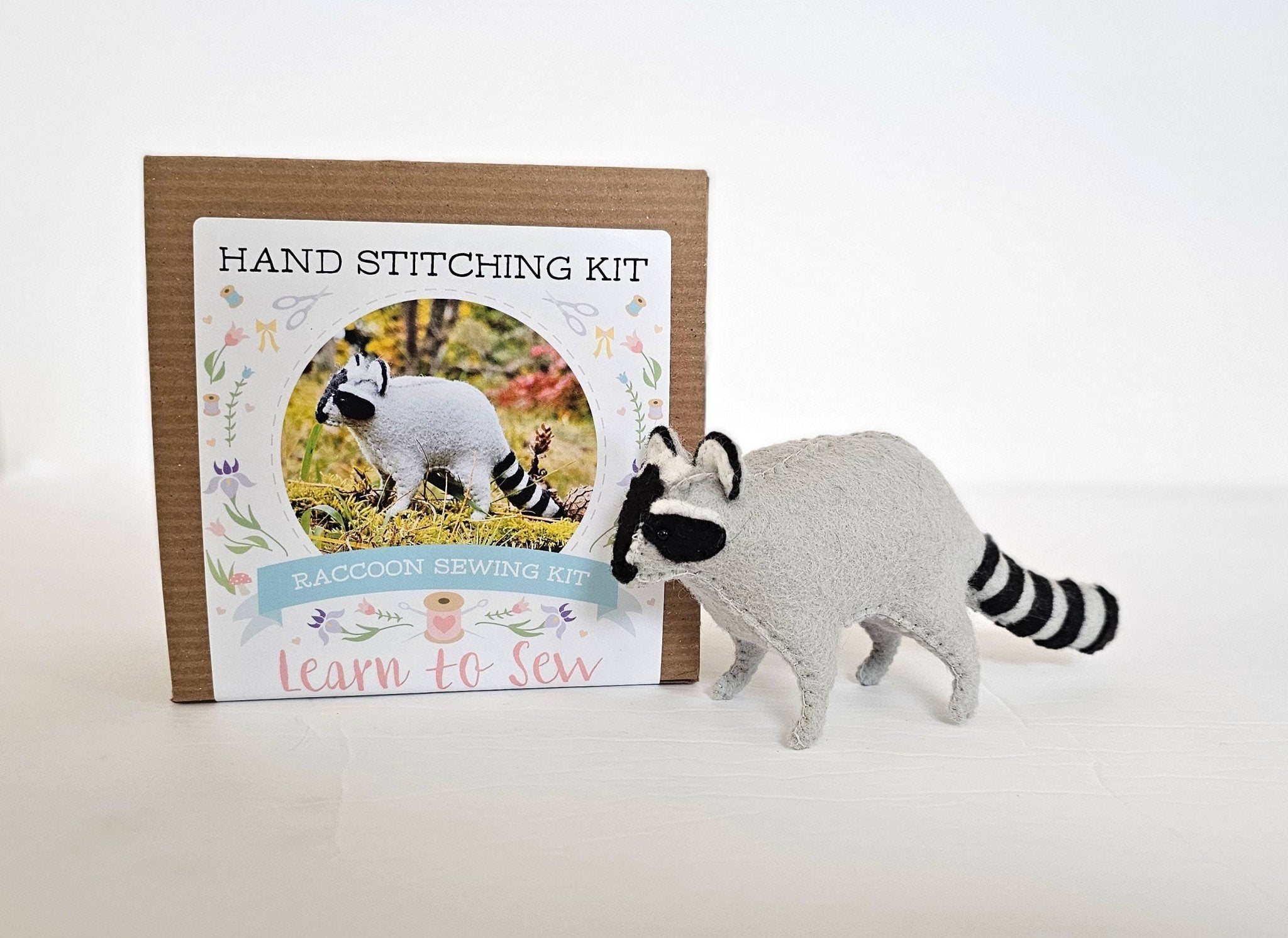 DIY Craft Kit Felt Raccoon Sewing Kit - Boho Fabrics -