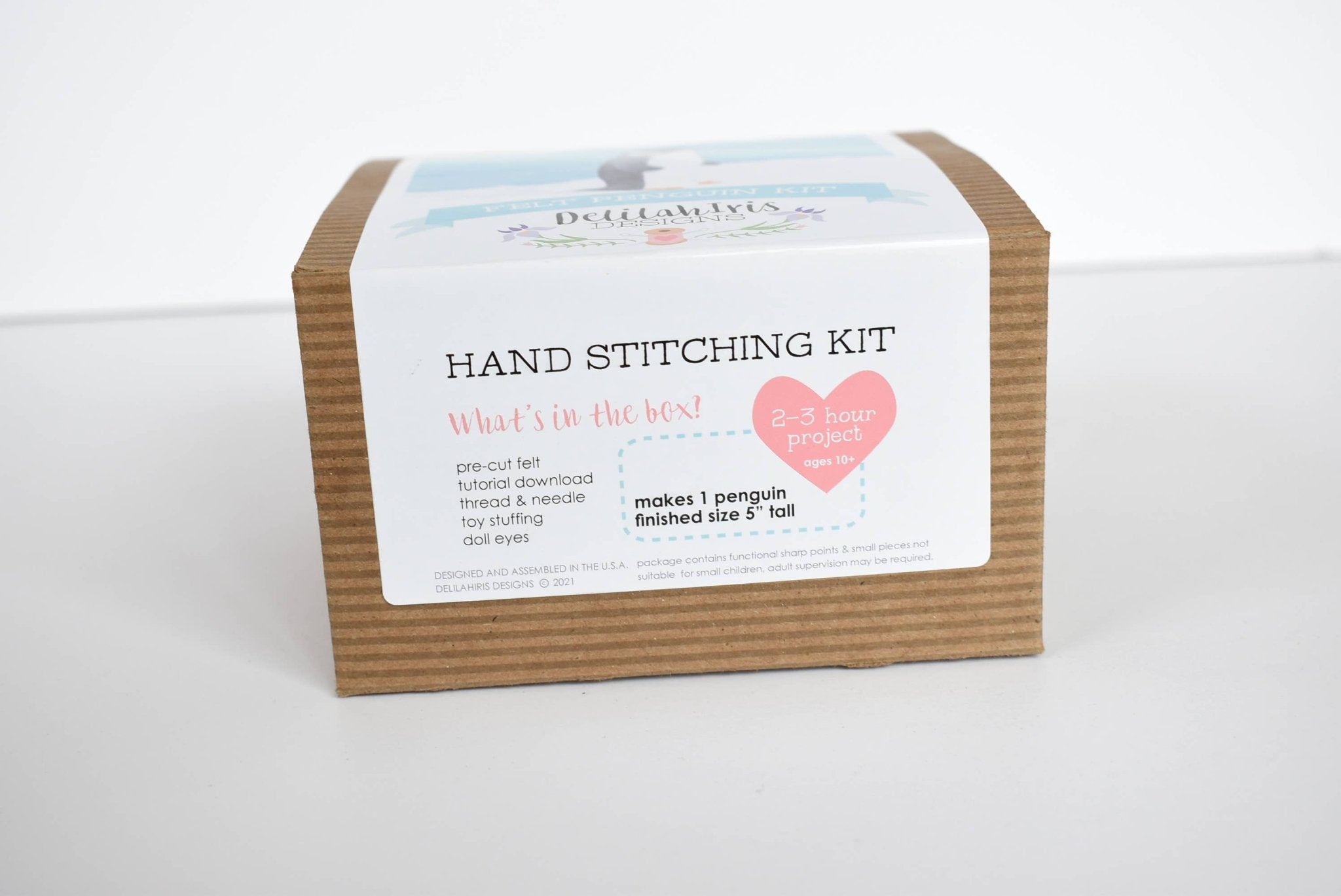 DIY Craft Kit - Penguin Felt Animal Sewing Kit - Boho Fabrics -