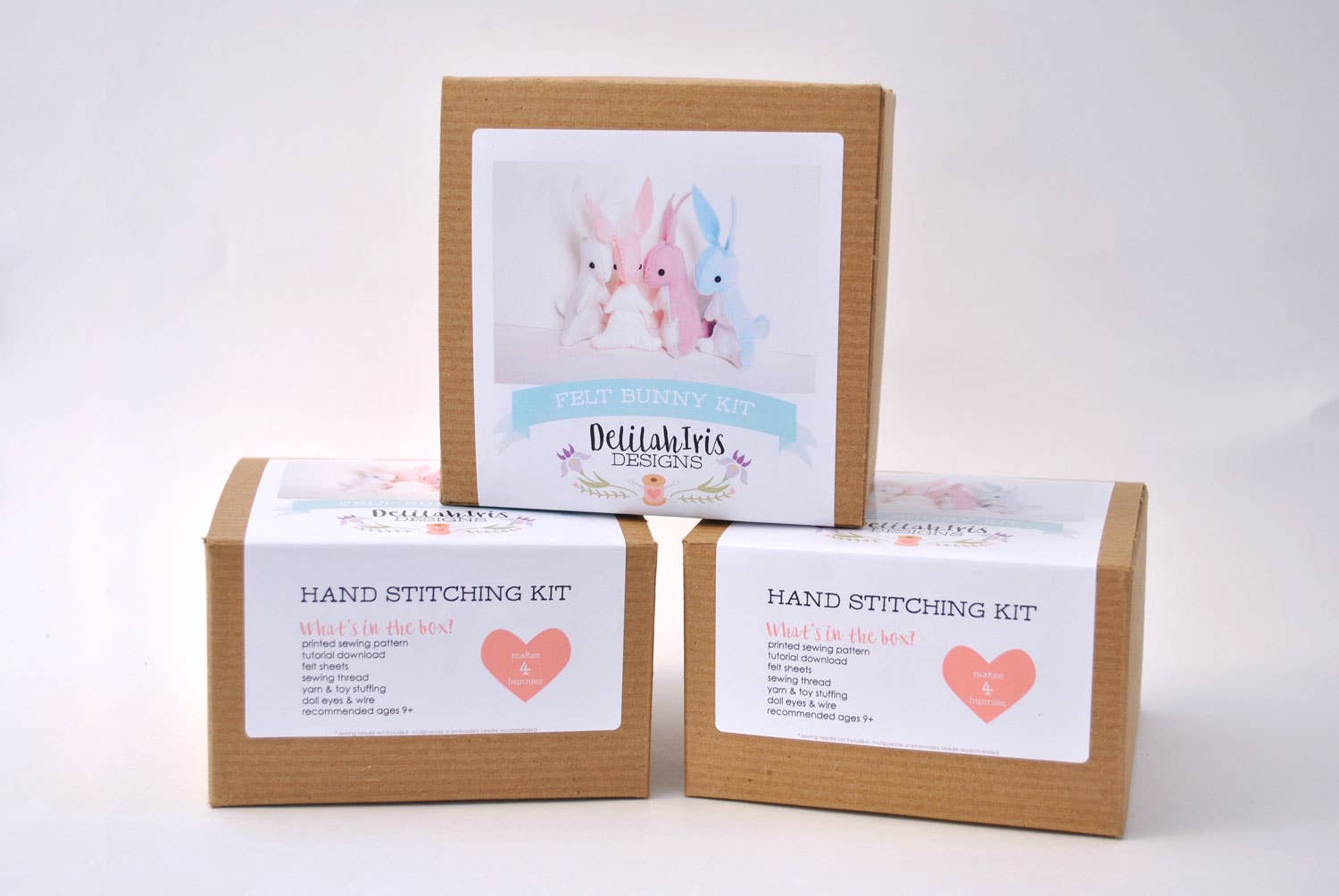 DIY Felt Bunny Craft Kit - Hand Sewing Project - Boho Fabrics -