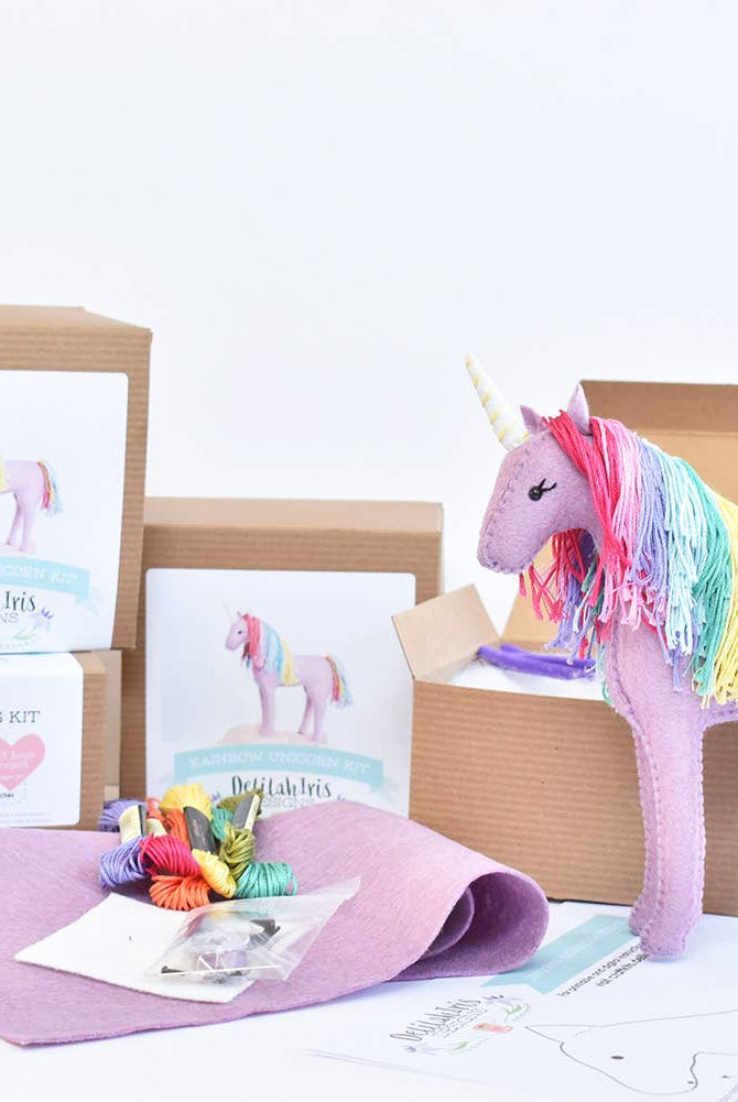 DIY Felt Sewing Craft Kit - Rainbow Unicorn - Boho Fabrics -