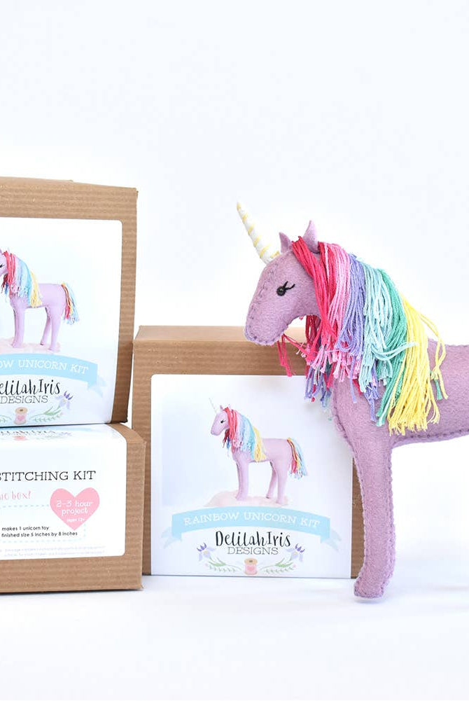 DIY Felt Sewing Craft Kit - Rainbow Unicorn - Boho Fabrics -