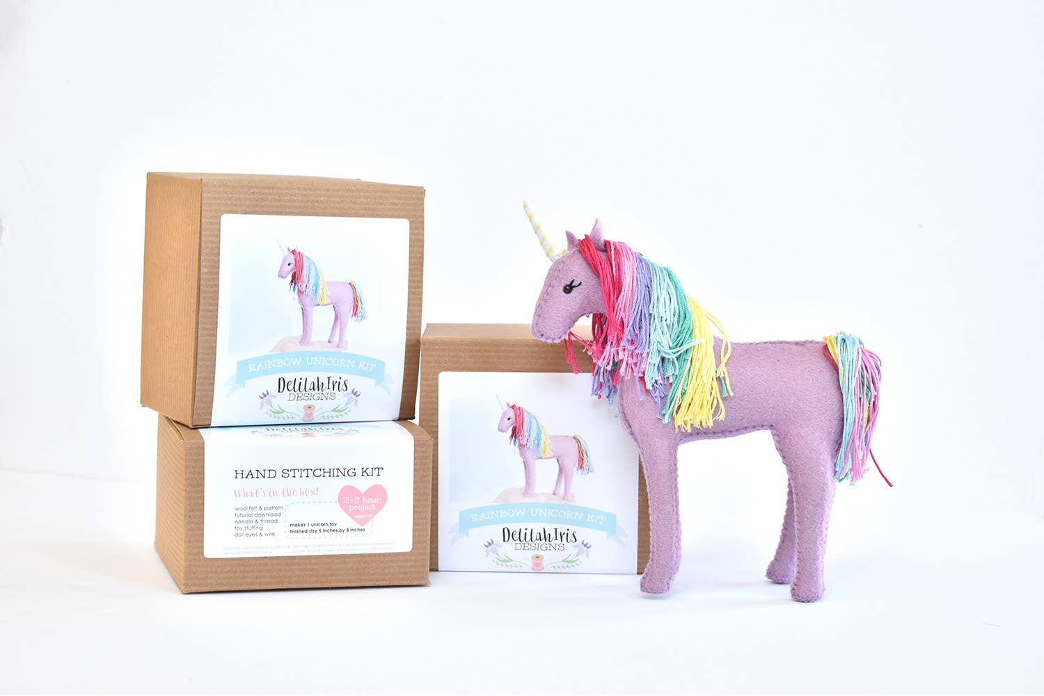 DIY Felt Sewing Craft Kit - Rainbow Unicorn - Boho Fabrics -
