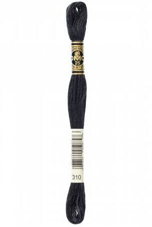 DMC 310 – Black – Embroidery Floss 6 Strand - Boho Fabrics - Thread