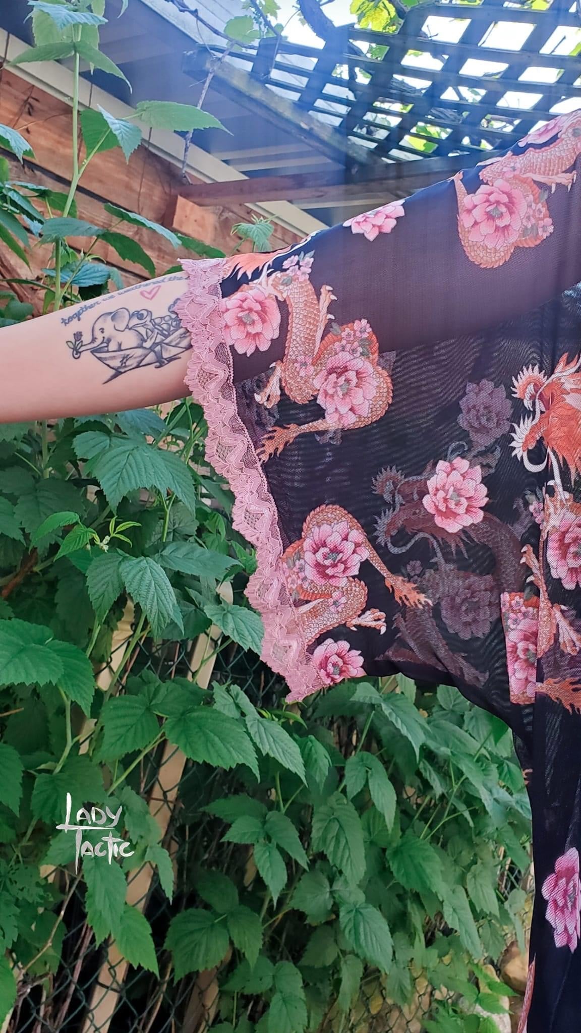 Dragon's Lair, Stretch Mesh Printed Fabric. - Boho Fabrics