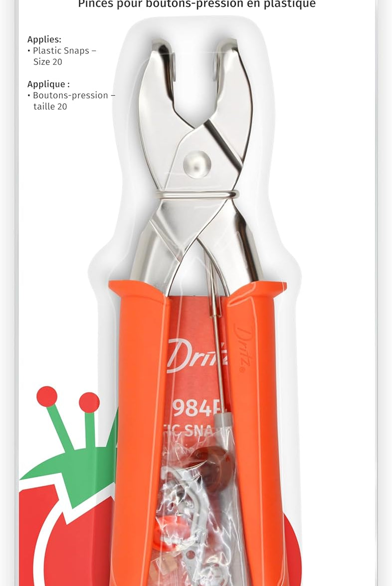 Dritz Plastic Snap Pliers - Applies Snaps Size 20 - Boho Fabrics - Buttons & Snaps