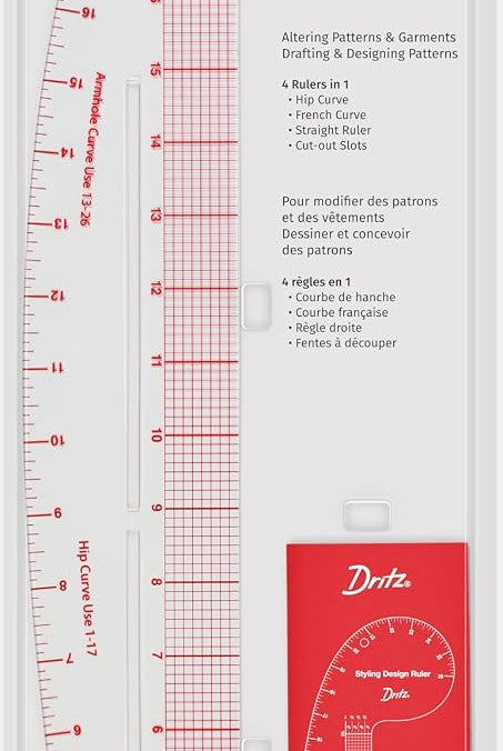 Dritz Styling Design Ruler, Curved and Straight Edge, Clear - Boho Fabrics - Ruler