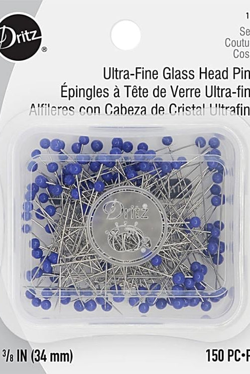 Dritz Ultra Fine Glasshead Pins 1 3/8", 150 Count - Boho Fabrics - Pins