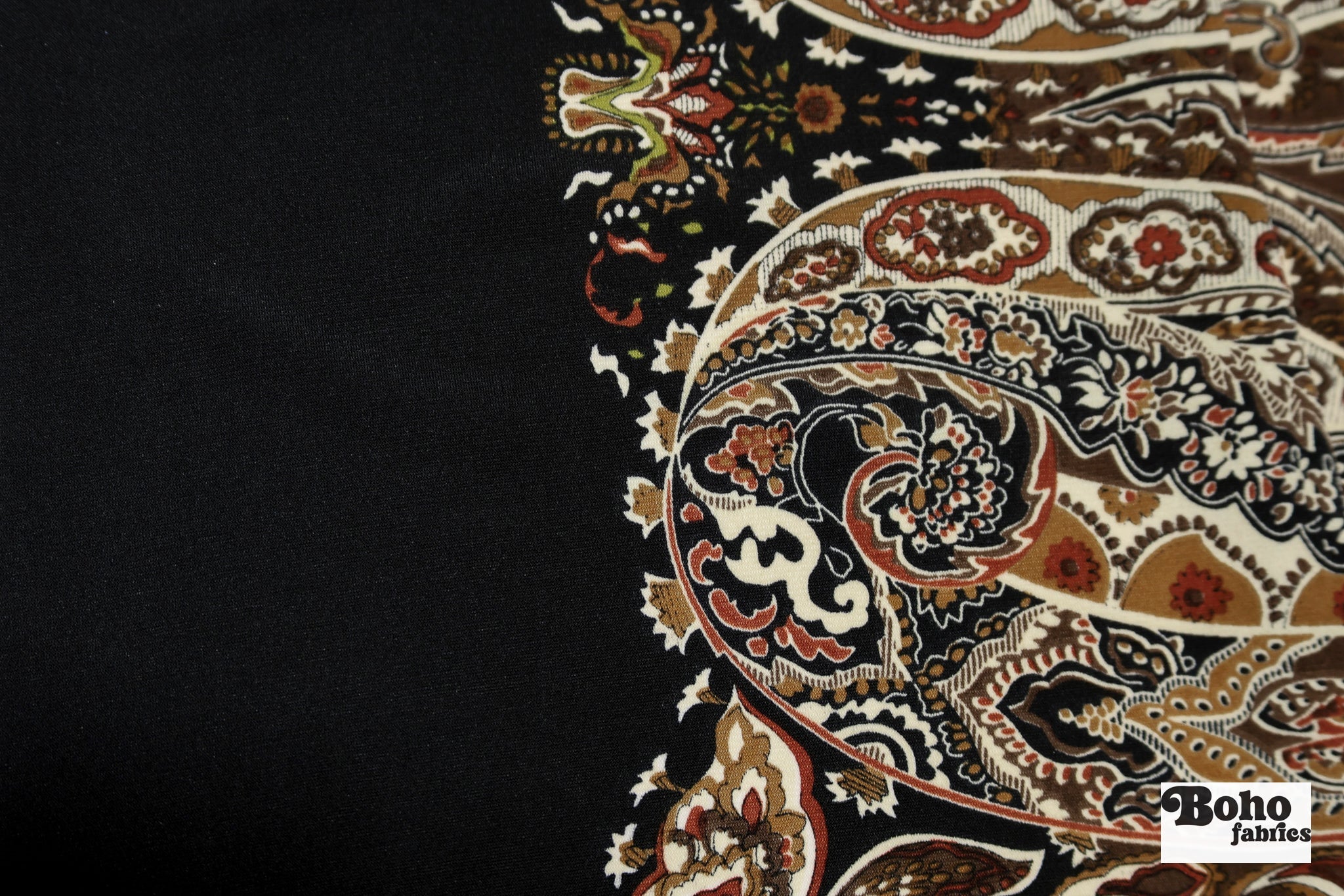 Earthtones, Paisley Jersey Knit Fabric - Boho Fabrics - Knit Fabric