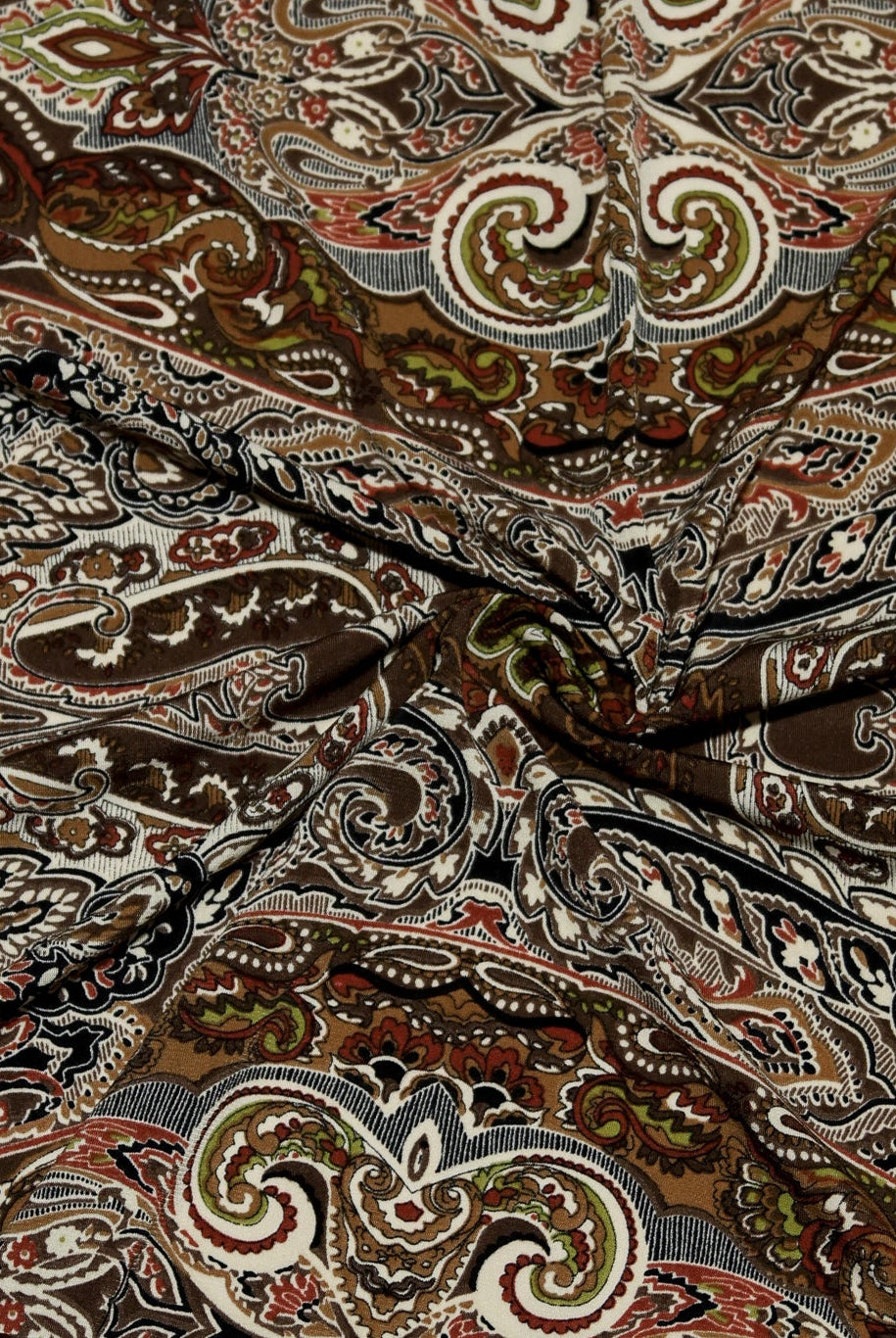 Earthtones, Paisley Jersey Knit Fabric - Boho Fabrics - Knit Fabric