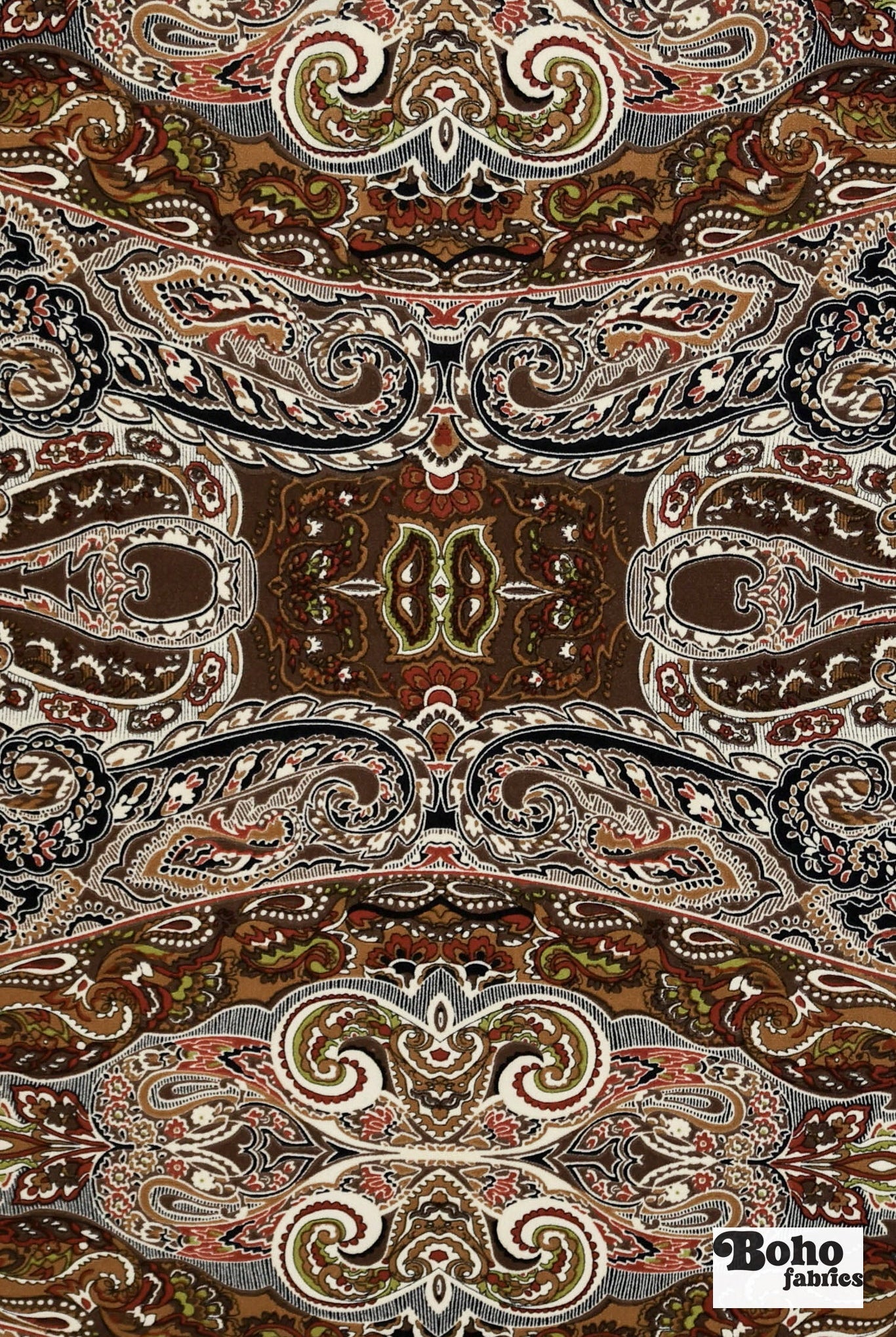 Earthtones, Paisley Jersey Knit Fabric - Boho Fabrics - Knit Fabric