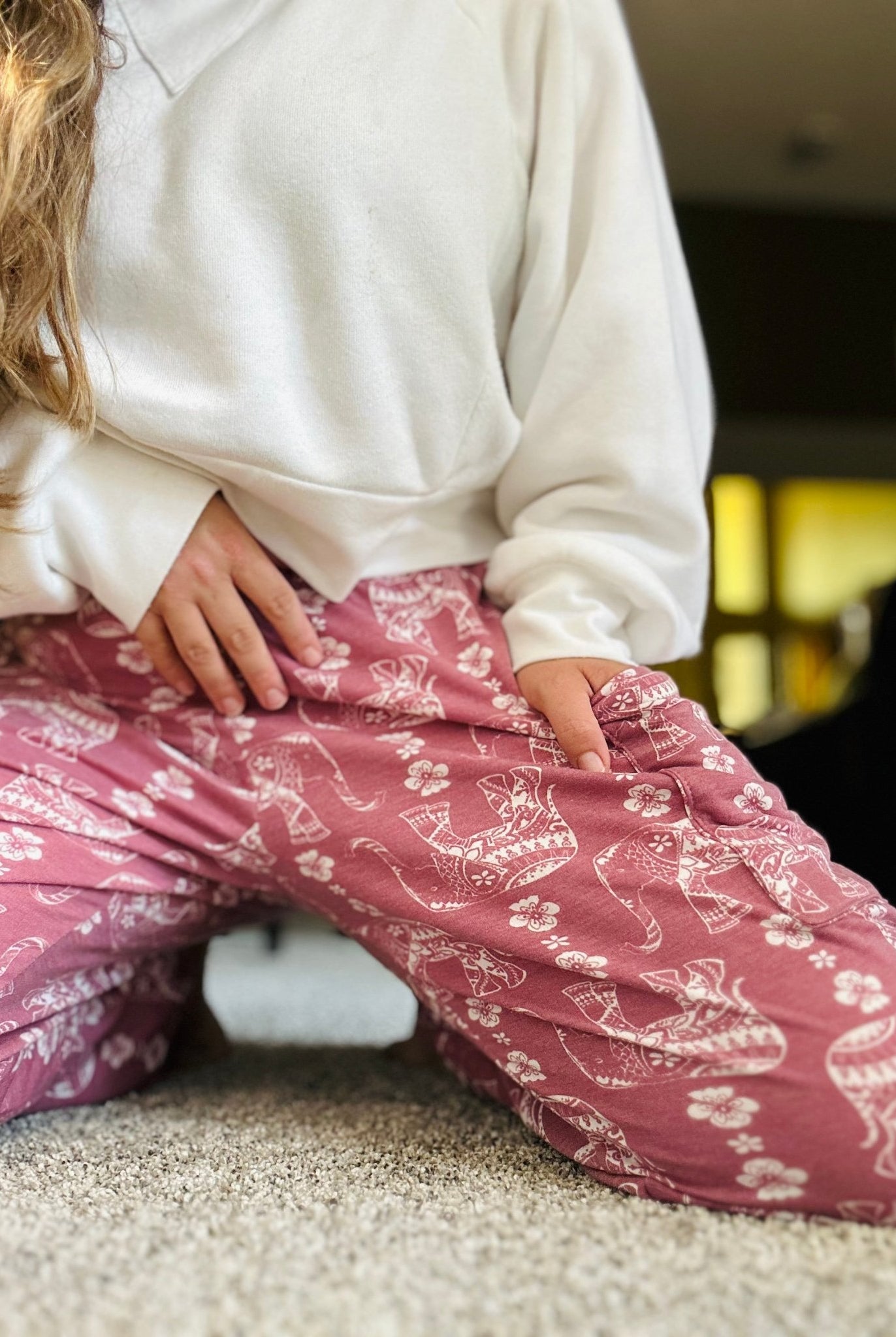 Elephant Parade on Dusty Raspberry, French Terry Knit Print. FTP - 326 - RASP - Boho Fabrics - French Terry Prints, Knit Fabric