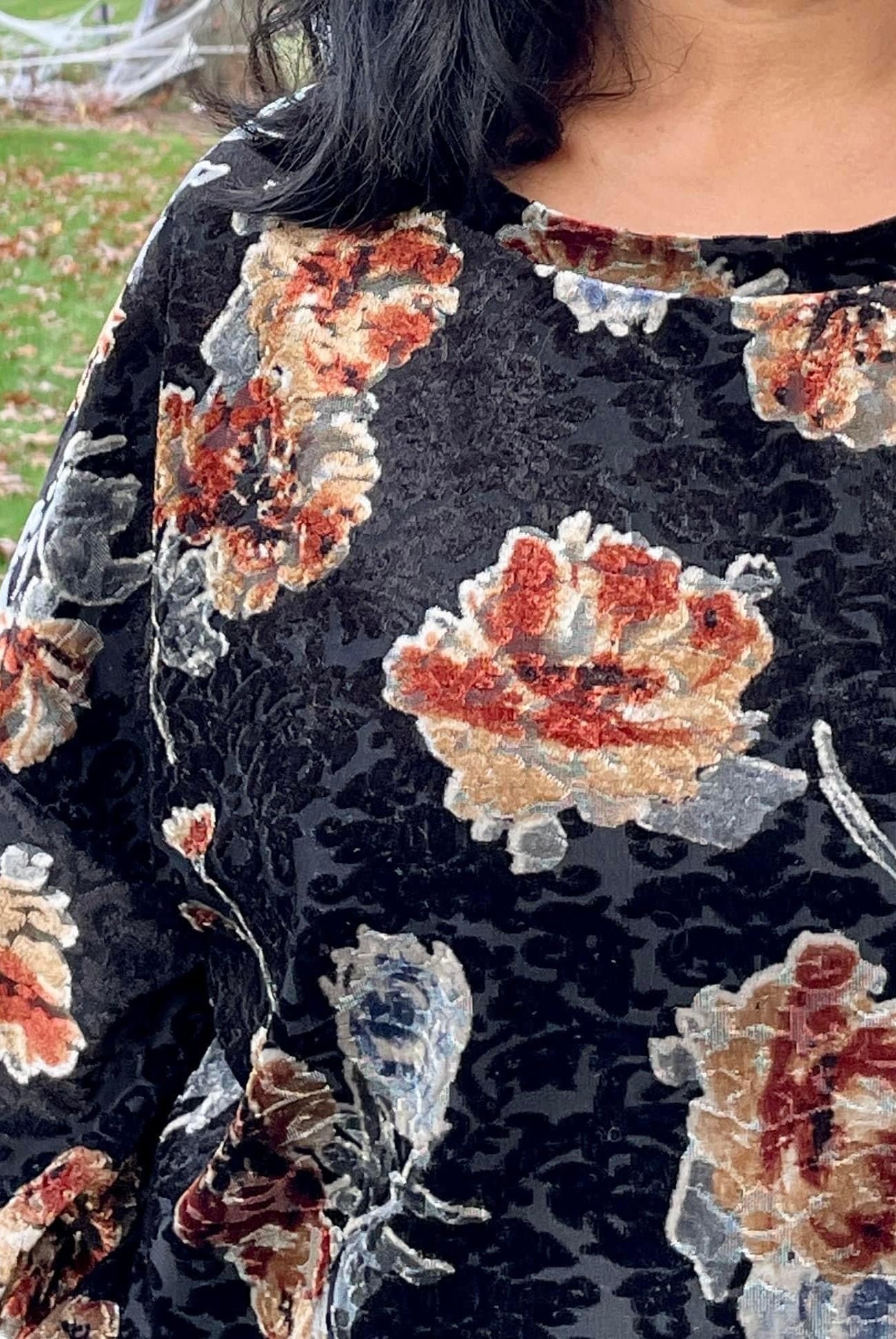Ember Florals, Burnout Stretch Velvet Knit Fabric - Boho Fabrics