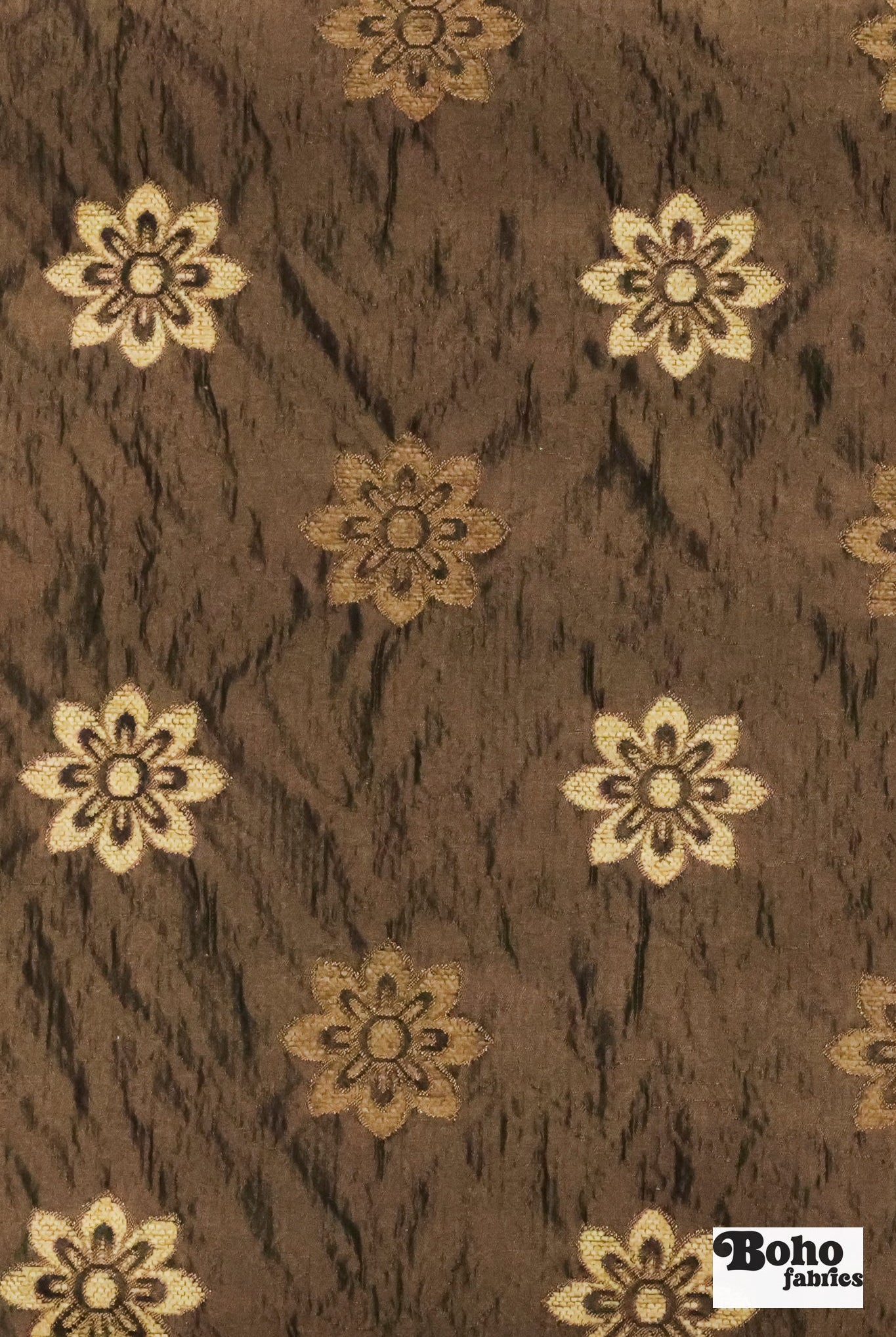 Espresso Dahlia Medallion Jacquard Woven Fabric - Boho Fabrics - Jacquard, Woven