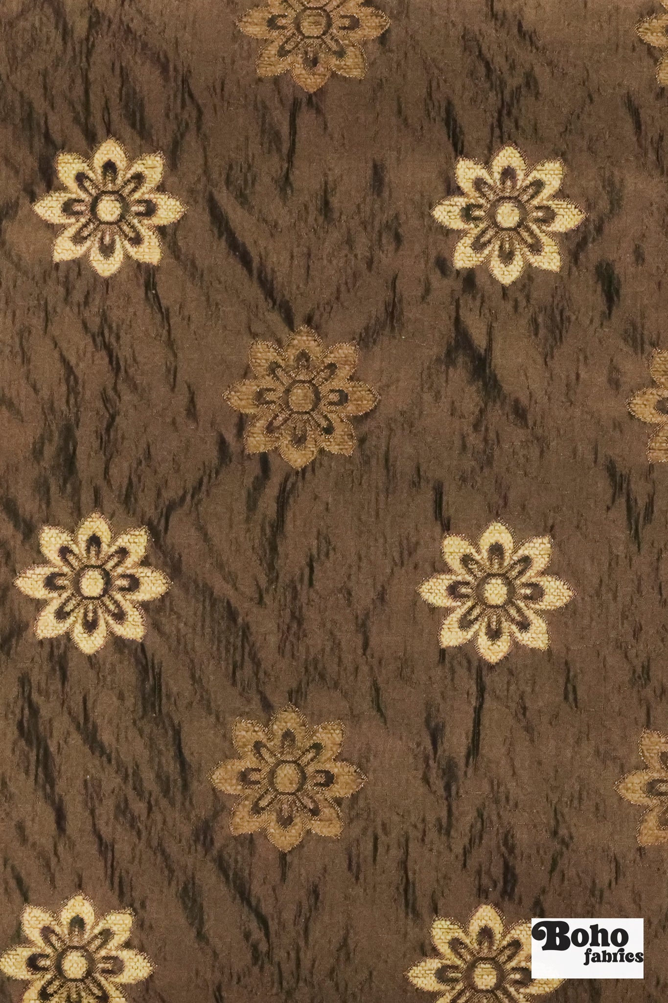 Espresso Dahlia Medallion Jacquard Woven Fabric - Boho Fabrics - Jacquard, Woven
