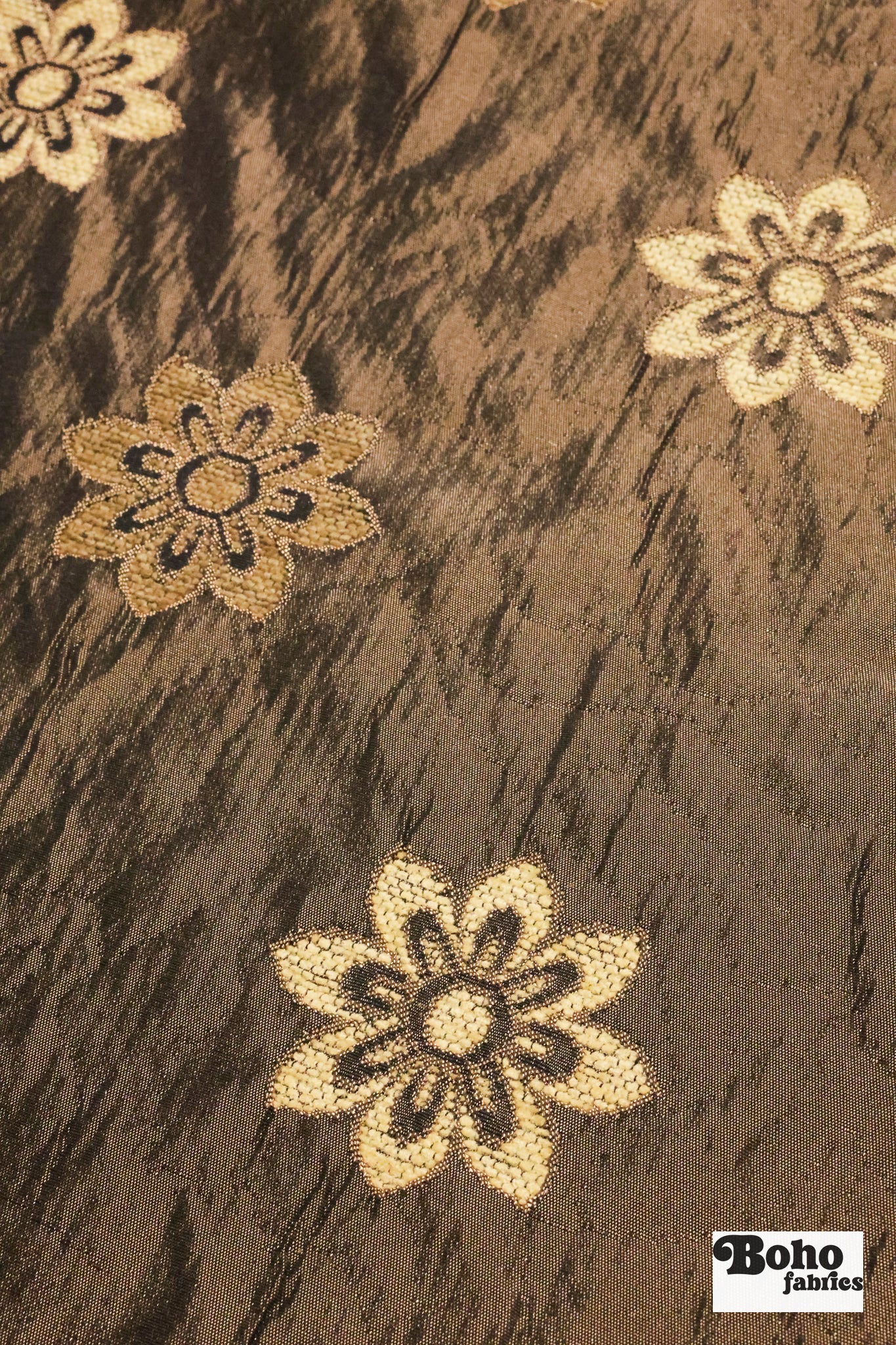 Espresso Dahlia Medallion Jacquard Woven Fabric - Boho Fabrics - Jacquard, Woven