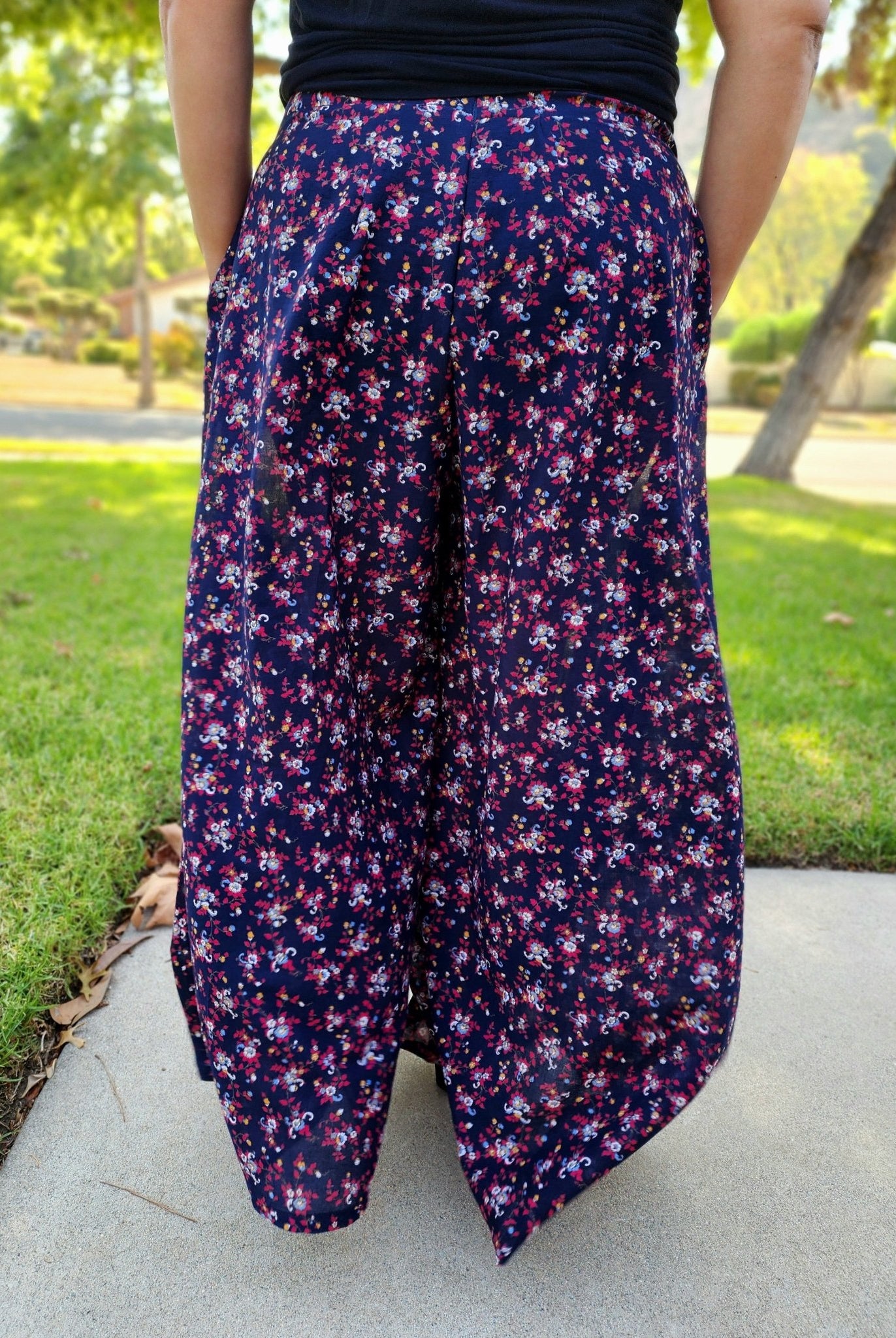 Evening Blooms on Navy Blue. Cotton Woven Fabric WVP - 239 - Boho Fabrics - Lawn/Poplin, Woven