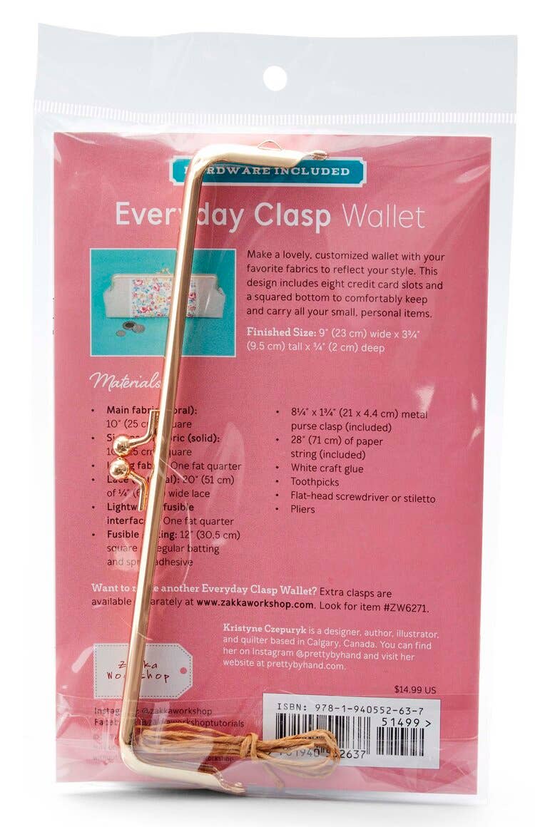 Everyday Clasp Wallet, Sewing Pattern with Hardware - Boho Fabrics - Sewing Patterns