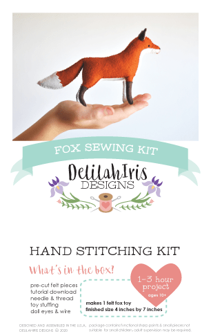 Felt Fox Stuffed Animal DIY Craft Sewing Kit - Unique Gift! - Boho Fabrics -