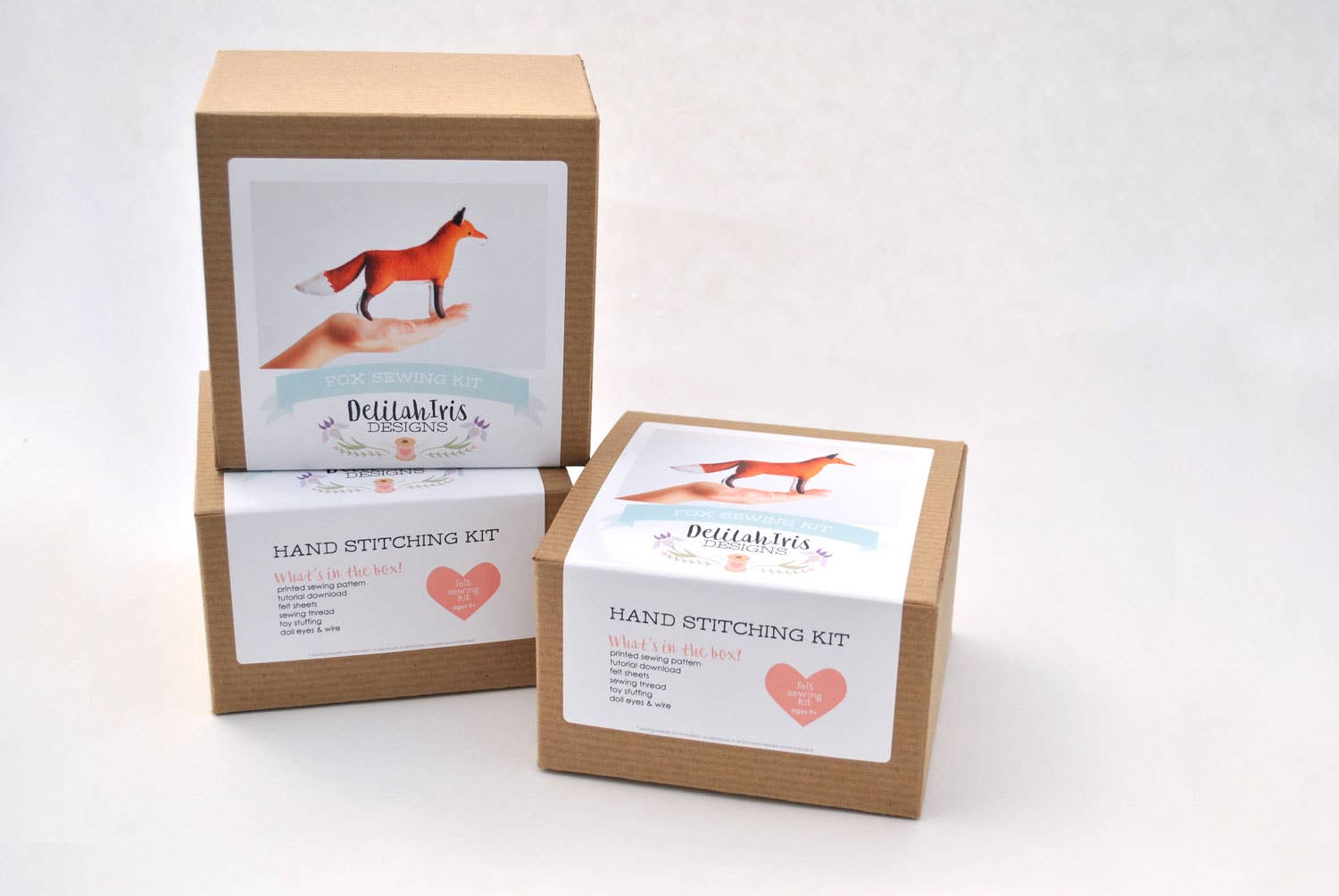 Felt Fox Stuffed Animal DIY Craft Sewing Kit - Unique Gift! - Boho Fabrics -