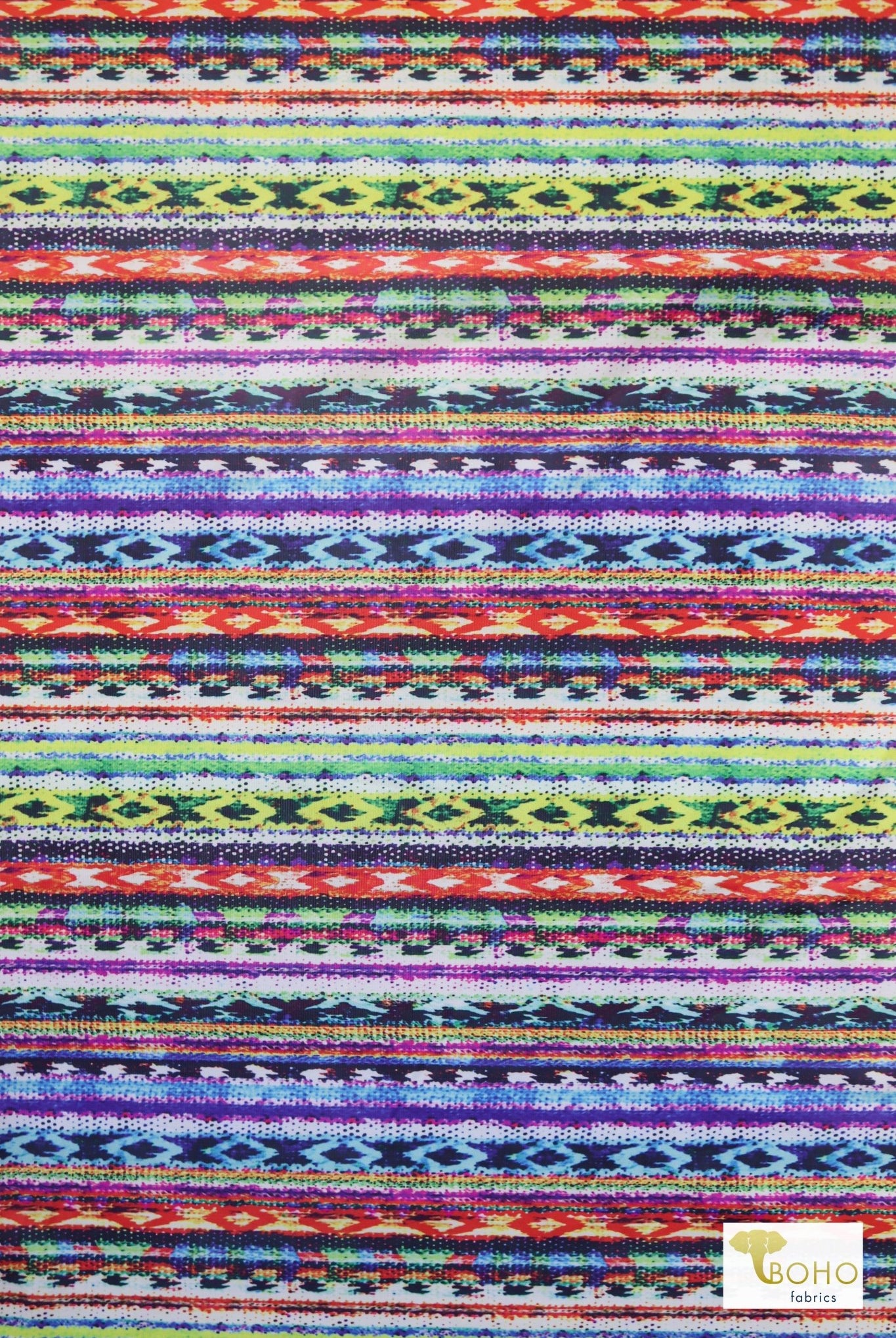 Festival Stripe, Swim Knit Fabric - Boho Fabrics - Swim Knit, Printed Fabric