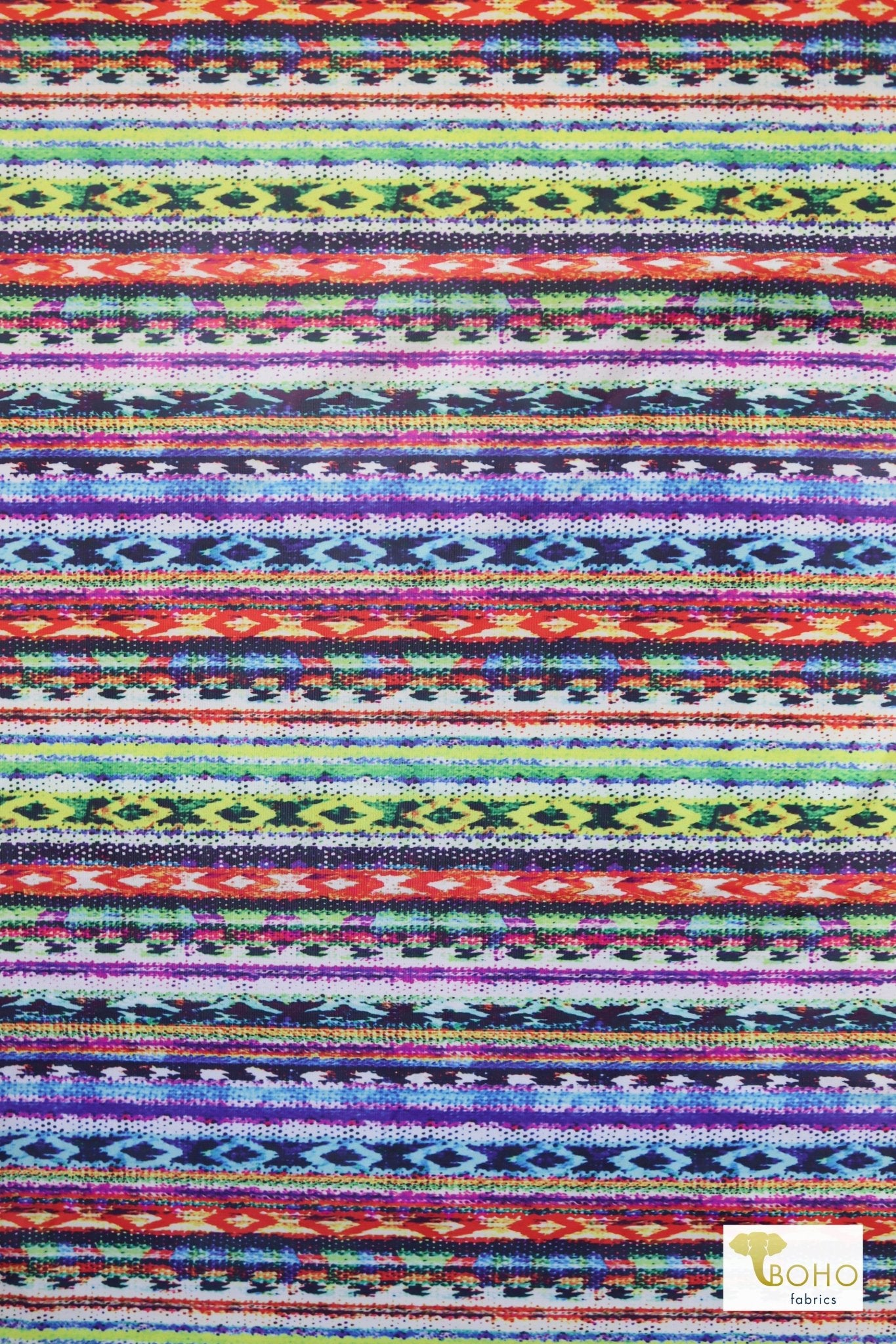 Festival Stripe, Swim Knit Fabric - Boho Fabrics - Swim Knit, Printed Fabric