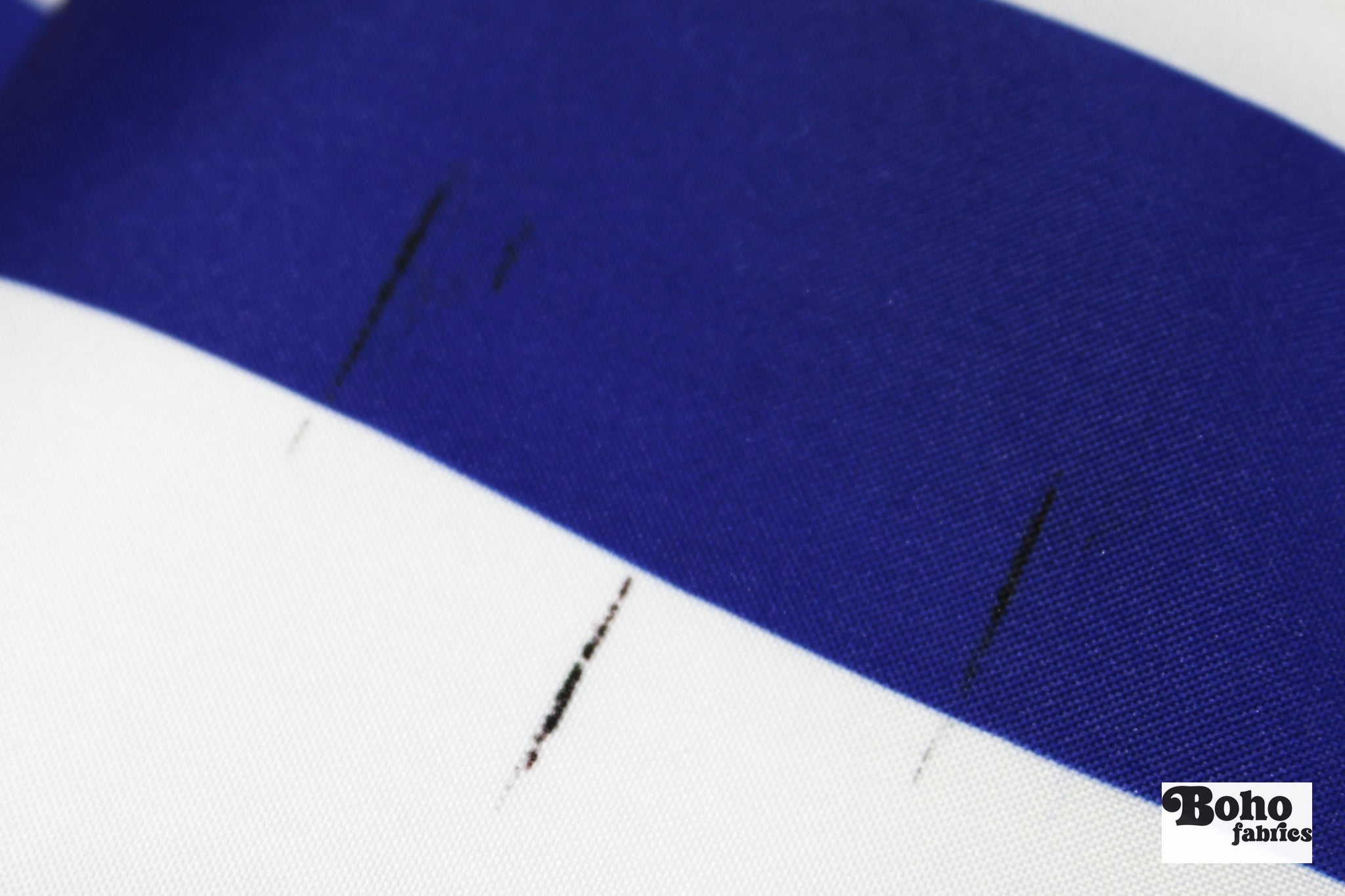 *Flawed Royal Blue & White, 3" Wide Striped Canvas Woven Fabric - Boho Fabrics - Canvas Fabric