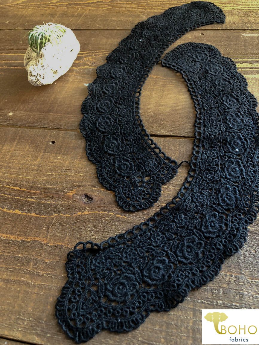 Floral Collar Set in Black (2 Pieces Included). Style #FA-12 - Boho Fabrics