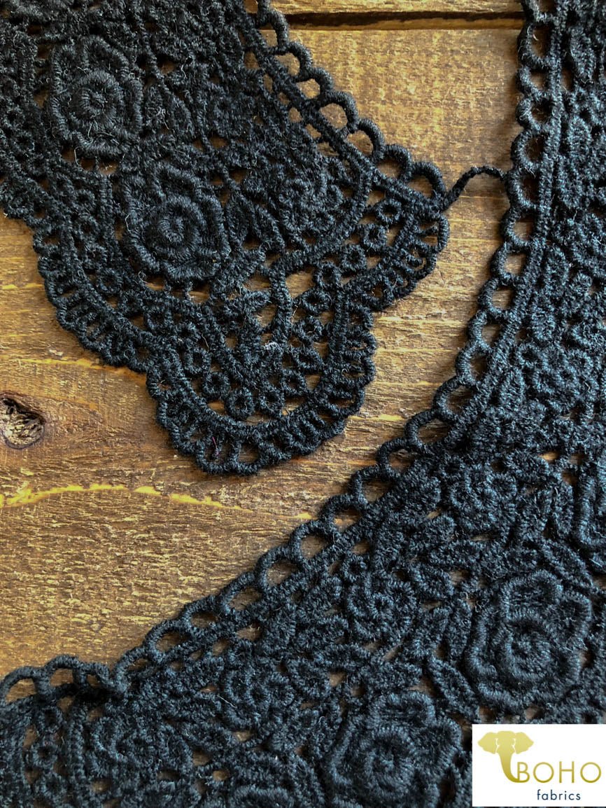 Floral Collar Set in Black (2 Pieces Included). Style #FA-12 - Boho Fabrics