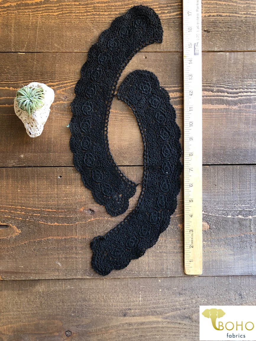 Floral Collar Set in Black (2 Pieces Included). Style #FA-12 - Boho Fabrics