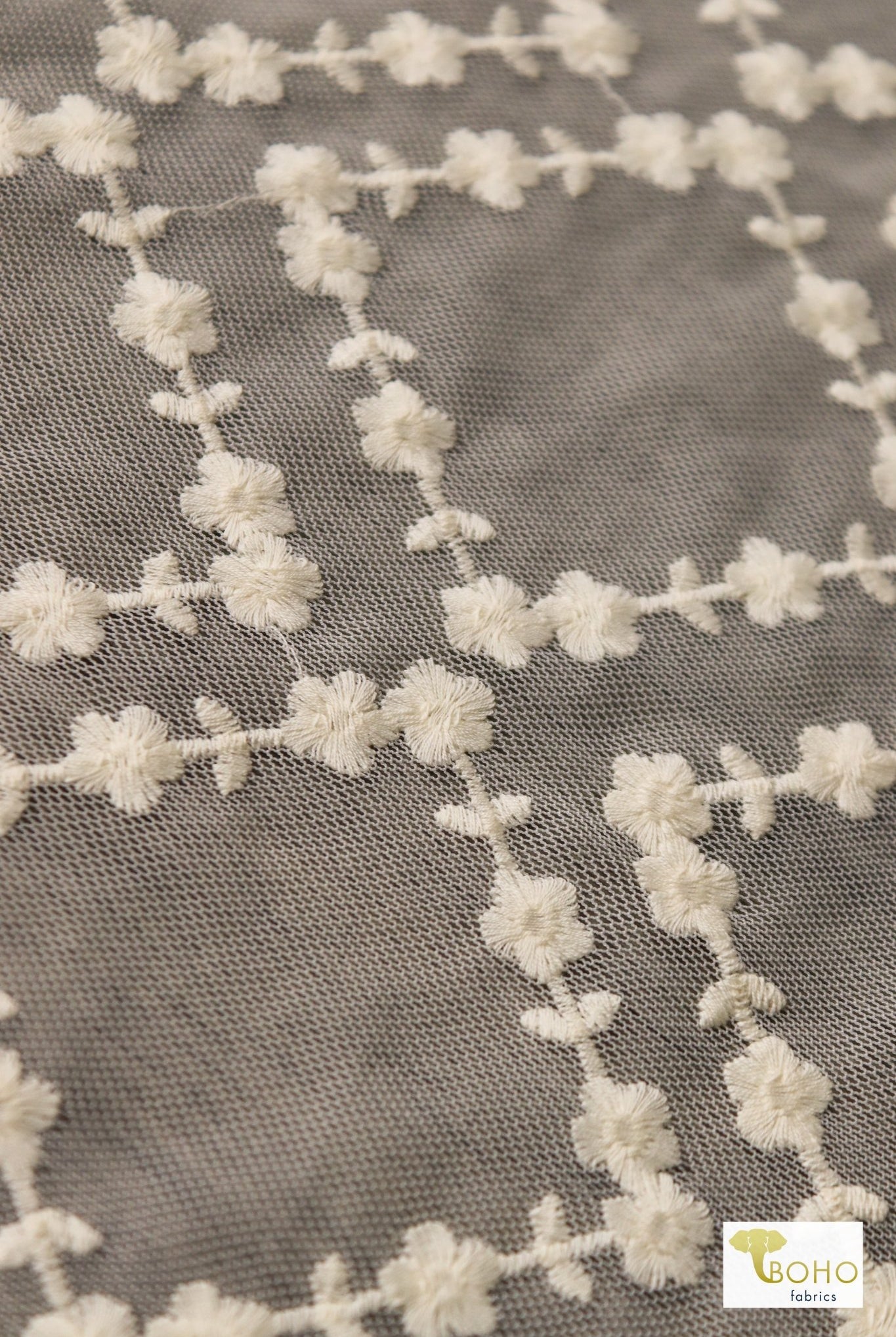 Floral Diamond Embroidery. Special Occasion Fabric. - Boho Fabrics
