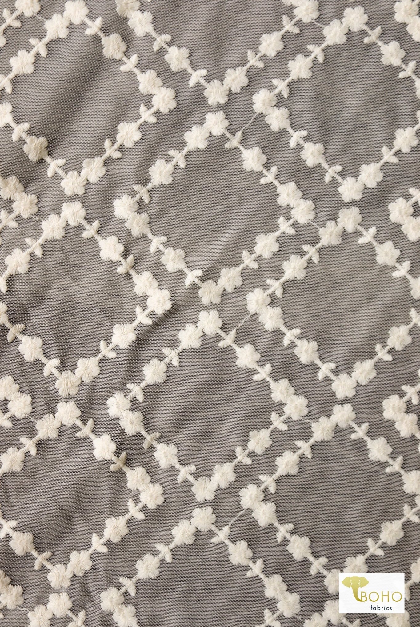 Floral Diamond Embroidery. Special Occasion Fabric. - Boho Fabrics