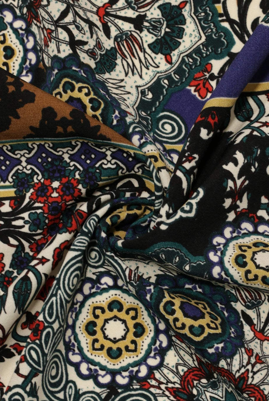 Floral Mandala Woven Fabric - Boho Fabrics - Crepe, Woven