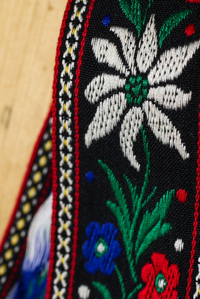 Florals & Everberry, 1.75" Jacquard Woven Trim, Red, White Green & Blue TRIM - 004 - Boho Fabrics - Trims
