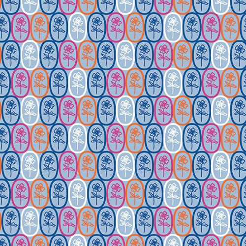 Florita Azul, Fiesta Fun Collection by Pat Dana Willard. Art Gallery Cotton Woven Fabric. Sold by the Half Yard! - Boho Fabrics