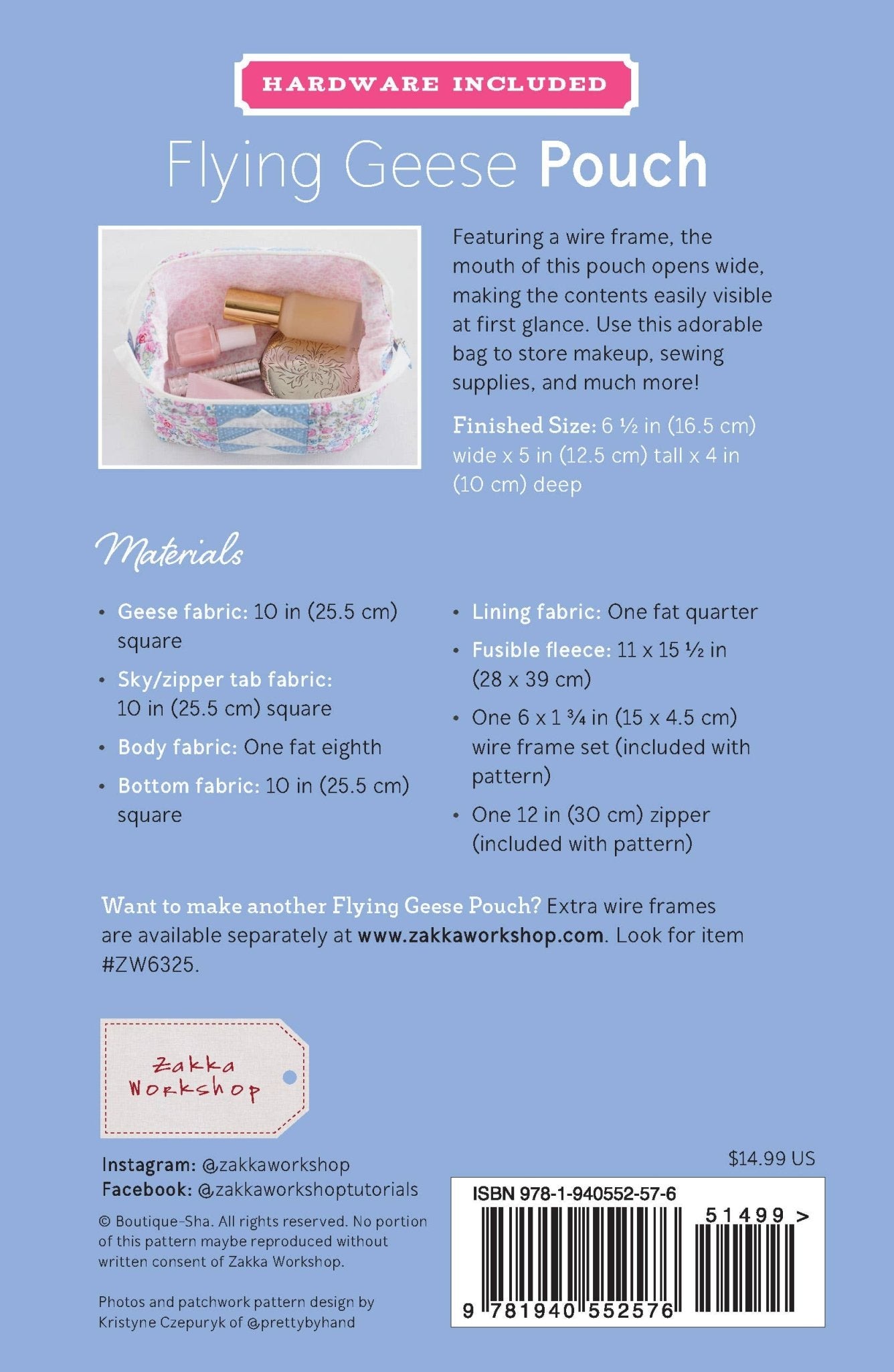 Flying Geese Pouch (ZW2576) - Boho Fabrics - Sewing Kits