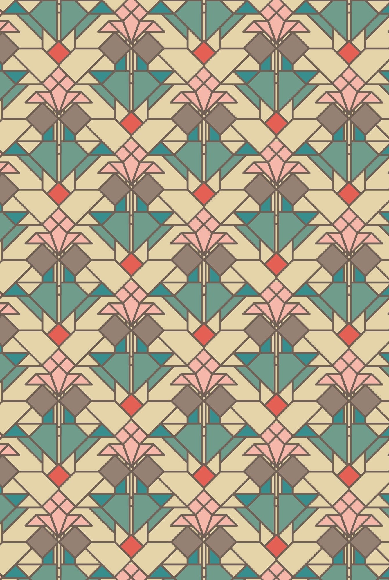 Franklin Lloyd Wright, Cloud 9 Organic Quilting Cotton Fabric – Coonley Tulip in Desert (227763) - Boho Fabrics - Quilting Cotton, Woven