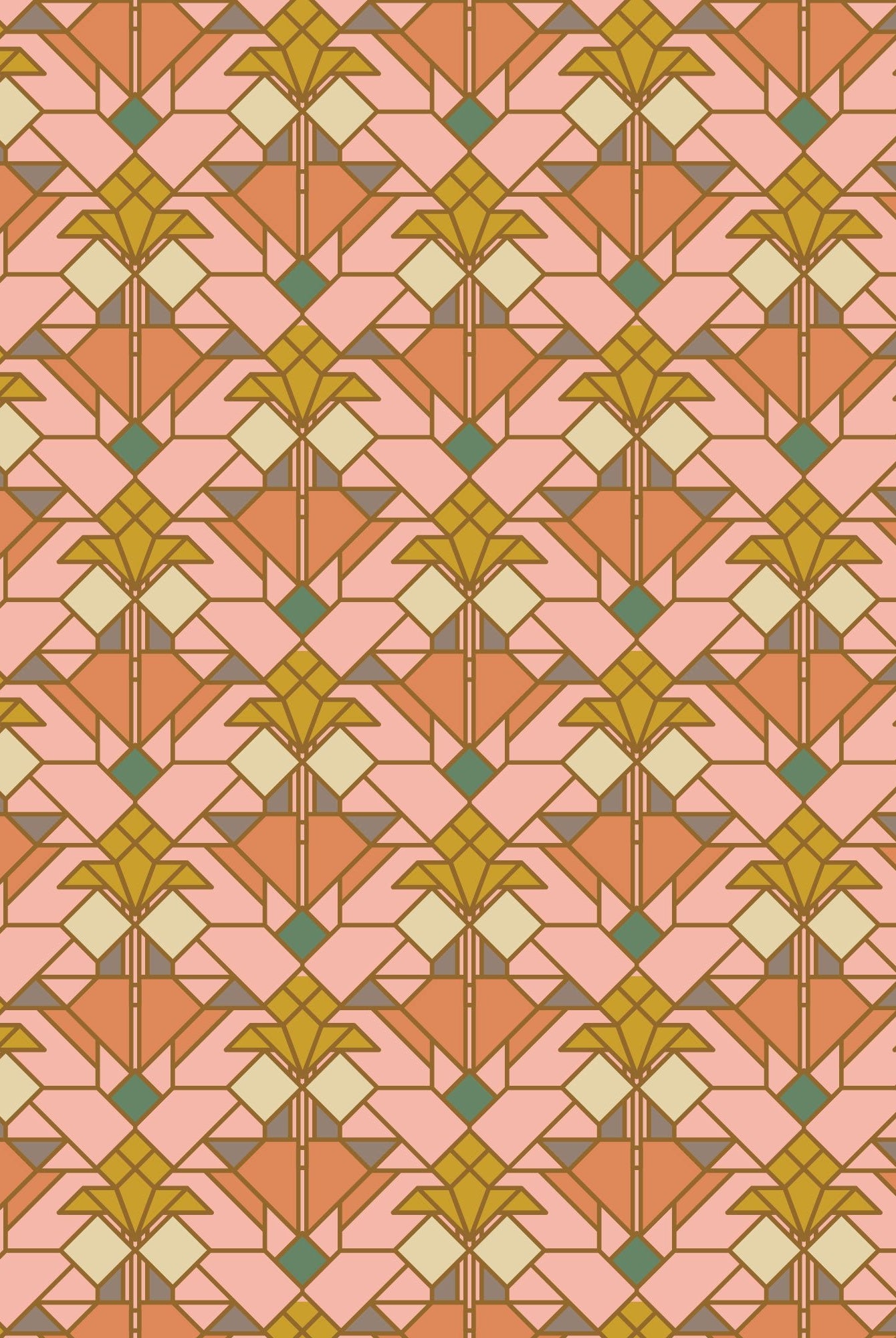 Franklin Lloyd Wright, Cloud 9 Organic Quilting Cotton Fabric – Coonley Tulip in Earth (227764) - Boho Fabrics - Quilting Cotton, Woven