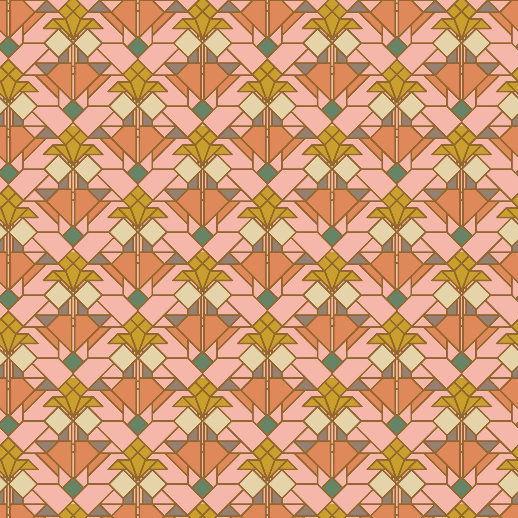Franklin Lloyd Wright, Cloud 9 Organic Quilting Cotton Fabric – Coonley Tulip in Earth (227764) - Boho Fabrics - Quilting Cotton, Woven