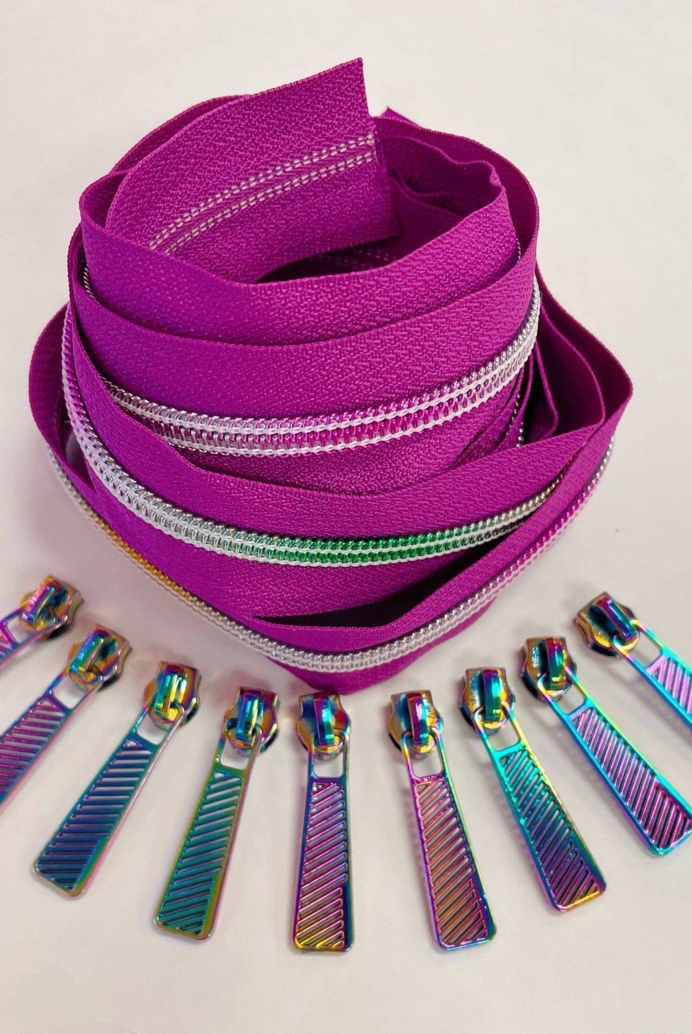 Fuchsia & Rainbow Zipper Pack - Boho Fabrics - Zippers