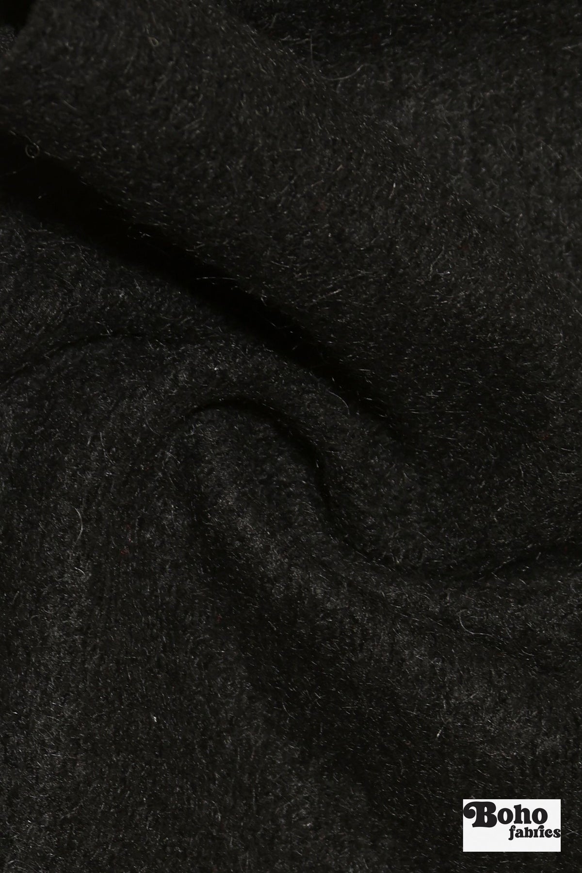 Fuzzy Wuzzy, Black Wool Knit Fabric - Boho Fabrics - Wool Knit