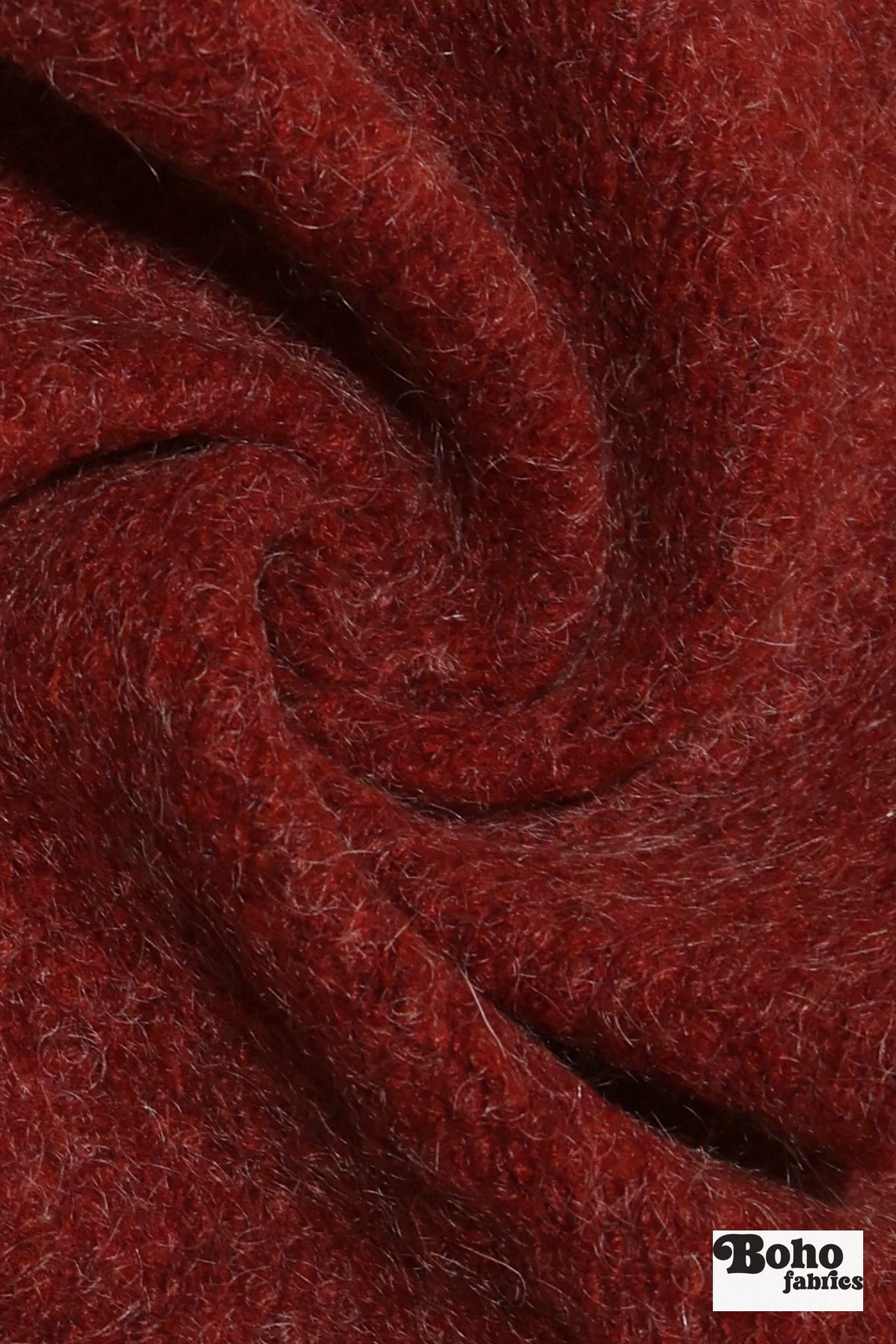 Fuzzy Wuzzy, Red Wool Knit Fabric - Boho Fabrics - Wool Knit