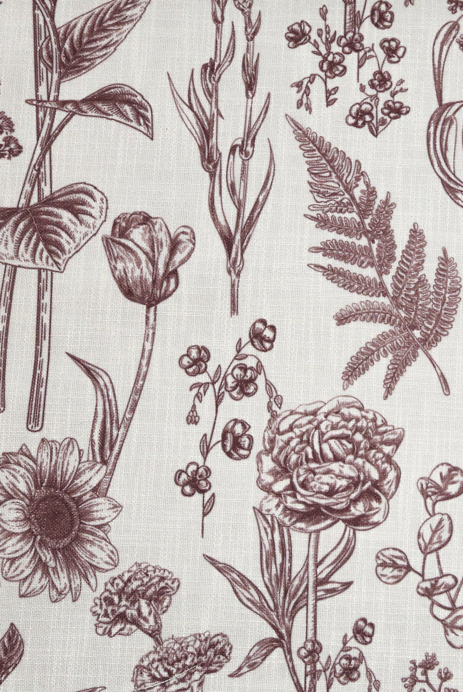 Garden Medley in Plum Linen-Look Canvas Woven Fabric - Boho Fabrics - Home Dec. & Upholstery Fabric
