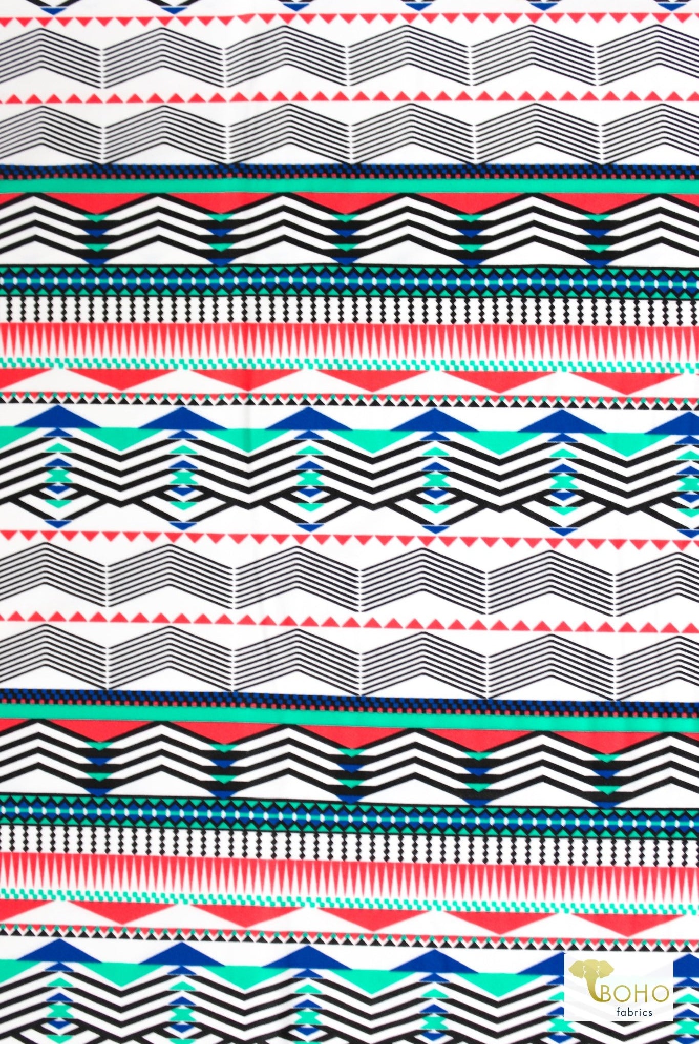 Geo Mountain Stripe, Swim/Athletic Knit Fabric - Boho Fabrics - Swim Knit, Printed Fabric