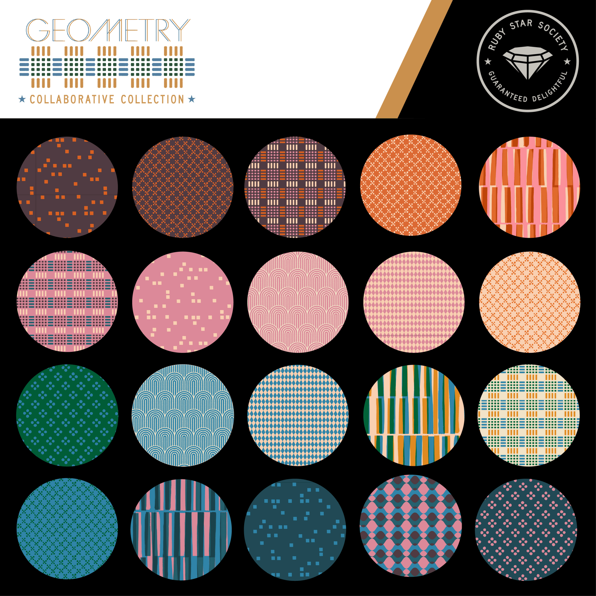 Geometry Canvas Jade RS5178 21L Ruby Star1 - Boho Fabrics - Canvas Fabric