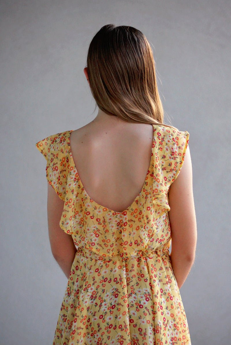 Gerber Daisies on Yellow, Chiffon Woven Fabric - Boho Fabrics - Chiffon, Woven