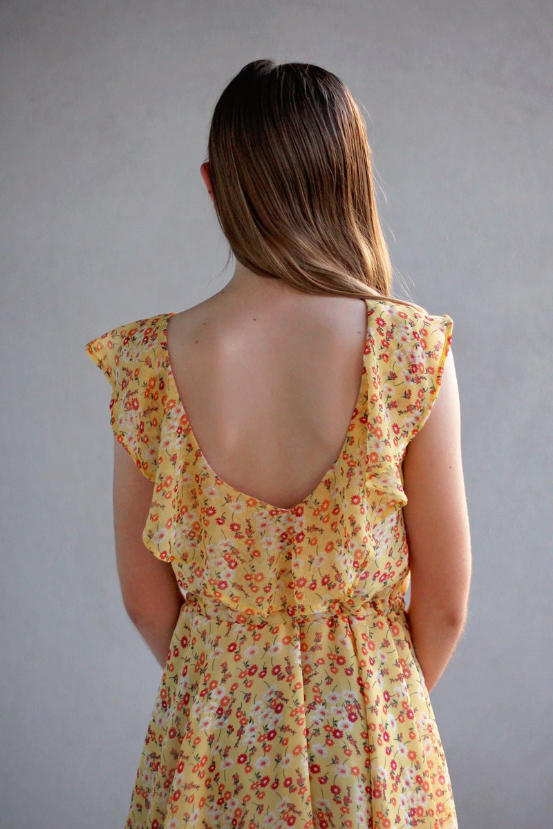 Gerber Daisies on Yellow, Chiffon Woven Fabric - Boho Fabrics - Chiffon, Woven