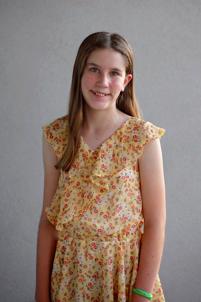 Gerber Daisies on Yellow, Chiffon Woven Fabric - Boho Fabrics - Chiffon, Woven