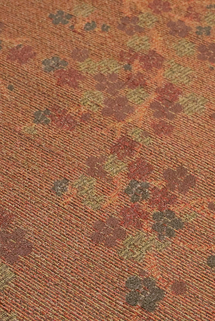 Gold & Crimson Floating Blossoms Jacquard Woven Fabric - Boho Fabrics - Jacquard, Woven